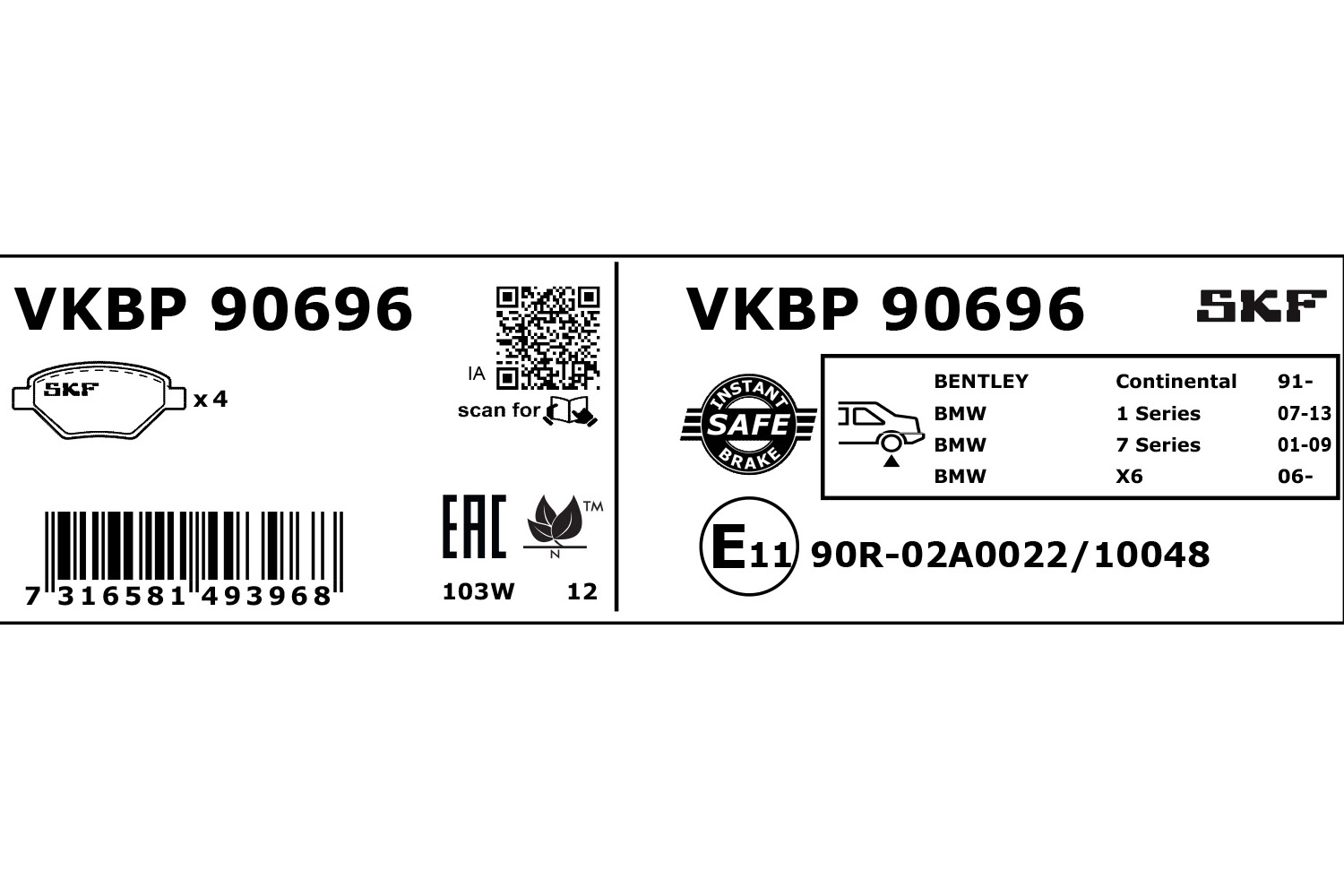 Placute frana SKF VKBP90696